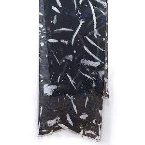 Ink-and-wash painting wool silk scarf S black