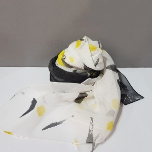 ink-and-wash chiffon silk scarf-yellow ivy(Government Cultural Products)